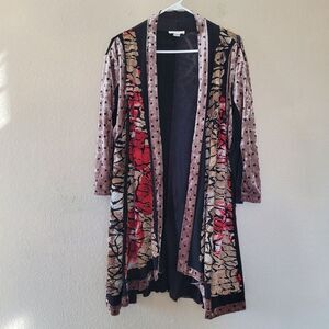 Kamana Cardigan Women XL Velvet Burnout Mix Media Med Boho Whimsigoth Patchwork